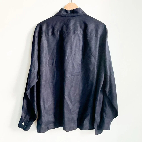 Lauren Ralph Lauren Navy Blue Linen Button Down Classic Shirt 2X - Picture 7 of 8